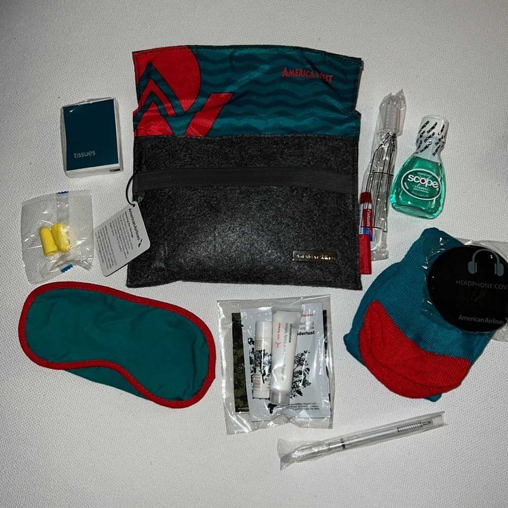 American Airlines x America West Amenity Kit Pouch Bag Case Heritage Retro Grey